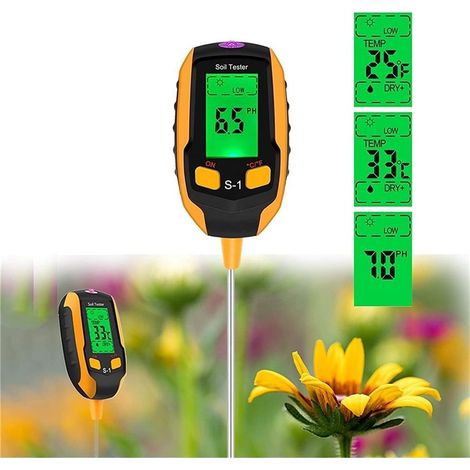 Testeur de sol numérique 4 en 1, Huurimètre du sol avec mesure du pH, de la température, de l'humidité et de la luminosité (1/5)