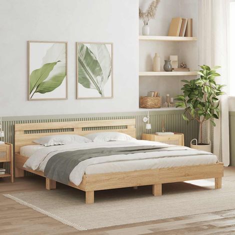 Bettgestell mit Kopfteil Sonoma-Eiche 180x200 cm Holzwerkstoff (1/5)