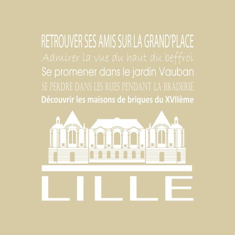 Tableau sur toile Lille beige 30x30 cm - Impression sur Toile Murale Décorative - Image imprimée en HD sur Toile - Toile sur Châssis en Bois FSC - Fabriqué en France