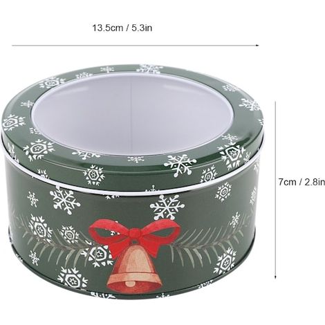 Boîte à bonbons ronde de Noël, boîte à biscuits, ornement, emballage cadeau, décoration, Père Noël vert (1/2)