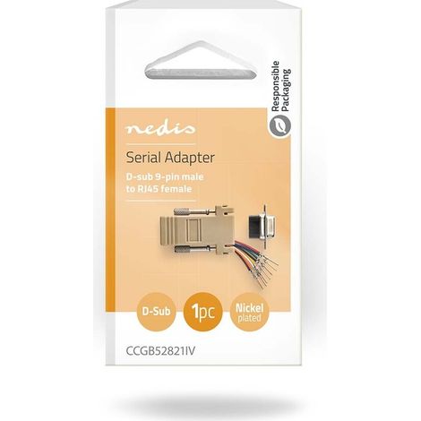 Nedis Serieller Adapter / Adapter / D-SUB 9-Pin Stecker / RJ45 Buchse / Vernickelt / Elfenbein / Box