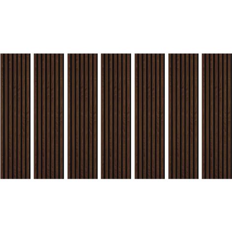 Decoon – Lot de 7 panneaux décoratifs muraux en MDF chêne foncé 120x30 cm – Tête de lit moderne avec feutrine acoustique – Facilité d'installation (1/5)