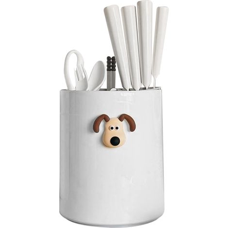 Porte-baguettes multifonction rotatif en plastique, range-couteaux, fourchettes, baguettes, cuillères, ciseaux, crème (1/5)