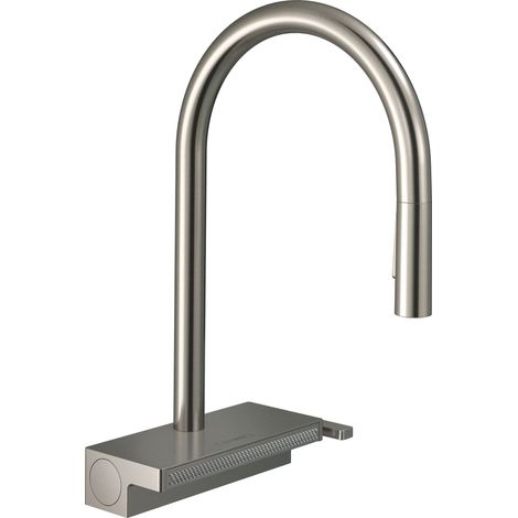 Hansgrohe M81 - Miscelatore da lavello Aquno Select con bocca di erogazione estraibile e getto doccia piatto, simil inox 73837800 (1/5)