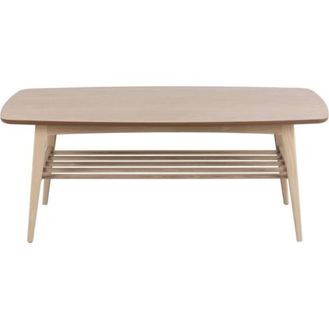 Table basse rectangulaire en chêne blanchi 1 tablette - KIRSTEN (1/5)
