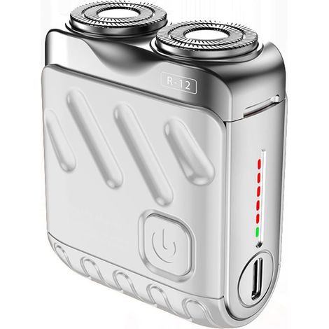 Rasoir à Barbe, Rasoir Électrique Rechargeable, Coupe Magnétique à Double Anneau, Mini Rasoir Électrique de Voyage, Argent (1/5)