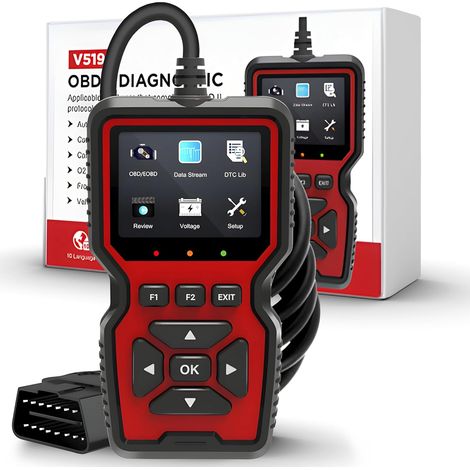 Testeur de diagnostic automobile universel OBD2, protocole de diagnostic fonctionnel européen complet, outil de diagnostic V519 noir (1/5)