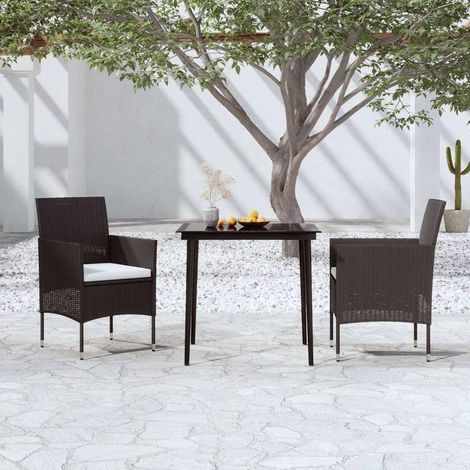 vidaXL Juego de comedor de jardín 3 piezas con cojines negro (1/4)
