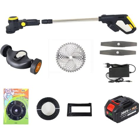 Tondeuse à Gazon électrique sans Fil Moteur sans Balai Coupe-Herbe Longueur réglable Angle télescopique élagage Outils de Jardin Roue de Fil (Color : 1 Battery Set, Size : D) (1/5)