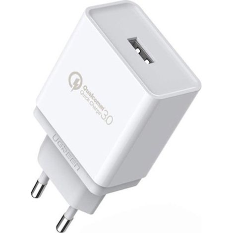 Cargador rápido USB Quick Charge 3.0 de 18 W y 3 A, color blanco. (1/5)