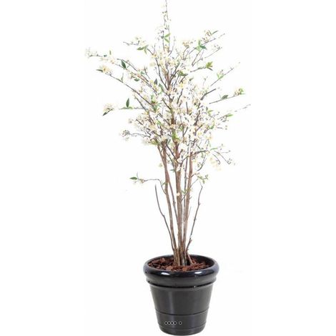 Cerisier en fleurs artificiel 10 troncs bois en pot H 150 cm