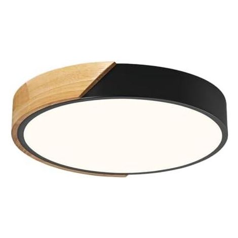 Plafonnier - Lumière blanc chaud - Design minimaliste avec abat-jour en acrylique - Éclairage LED 24 W - 1 pièce - Pour salon et bureau - Noir (1/5)