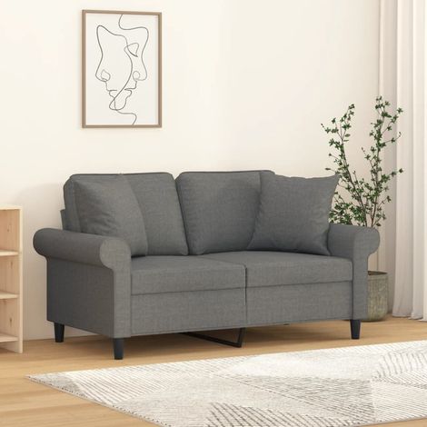 Filiyano-Coussins décoratifs 2 pièces gris foncé 40x40 cm en tissu (1/5)