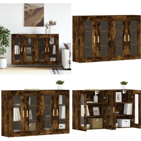Armoires murales 2 pcs chêne fumé bois d'ingénierie - Armoire Murale - Meuble De Rangement - Buffet - Étagère Murale - Décoration Intérieure - Home & Living (1/5)