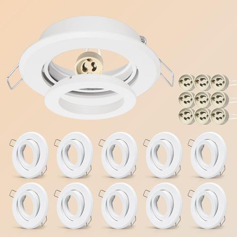 Aluminium Spot Encastrable GU10 Set, Spot LED Ø Encastrement 68-80mm Spot Plafond Orientables 30°, Résistant à 250°C Spot LED Encastrable Blanc, GU10 Spots de Plafond pour Cuisine, 10 pcs (1/5)