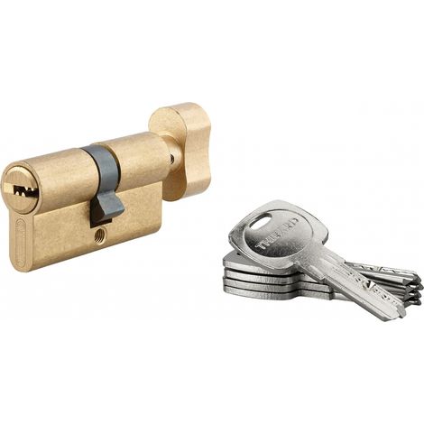 Cilindro europeo per serratura a pomolo Tiger 6, 30Bx30mm, ottone, anti-sfilamento, anti-perforazione, 5 chiavi - THIRARD