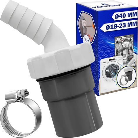 1 Adaptateur Évacuation Sortie 40 mm Entrée 18-23 mm Collier Serrage PVC Machine Laver Lave Vaisselle