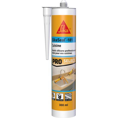 Sika – Mastic silicone pour joints cuisine 300 ml – Étanche et élastique – Résistant aux moisissures et aux UV – Pour éviers et plans de travail (1/6)