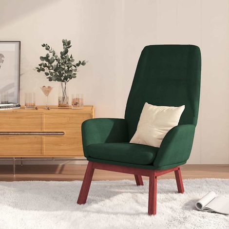 vidaXL Sillón de relax de tela verde oscuro (1/5)