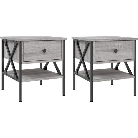 Maison Exclusive - Nachttische 2 Stk. Grau Sonoma 40x42x45 cm Hol