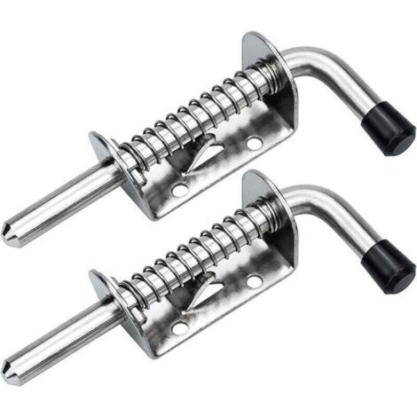 Set mit 2 Edelstahl-Federriegeln, 128 mm – Türschloss für Garage und Garten – Korrosionsbeständig – Schnelle Montage (1/4)