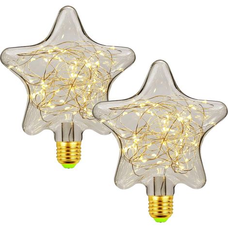 Guirlande lumineuse décorative LED E27, ampoule Edison blanc chaud 1,5 W, étoiles et cœurs décoratifs, idéale pour Noël, les fêtes et les mariages. (1/5)