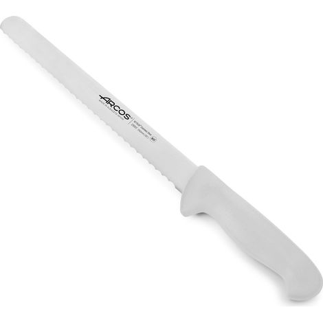 Coltello da pasticcere Arcos Colore - Prof 295024  acciaio inox Nitrum e mango polipropilene ergonomico bianco e lama 25 cm, coperchio espositivo