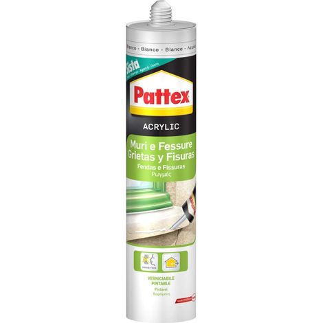 Pattex Sigillante Grigio Muri e Fessure, Acrilico, Verniciabile, per Facciate, Giunti, Fessure, Inodore, Uso Interno, Senza Solventi, Cartuccia da 280 ml