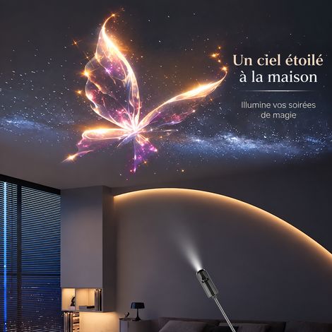Lampe de projection papillon féerique et galaxie USB 5V avec 6 motifs veilleuse d'ambiance 300 g – Livraison gratuite (1/5)