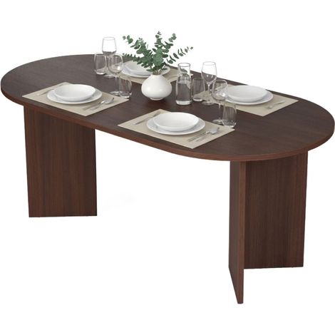 Mesa Fija Monterano, 6 Plazas, Ovalada, Peso Máximo 70 kg, 180x89.5x75h cm Nogal Marrón