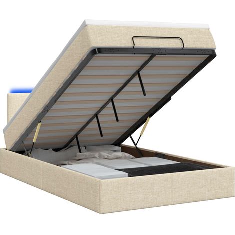 Maison Exclusive - Lit coffre avec matelas et LED Crème 120 x 190 cm Tissu (1/5)