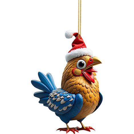 Pendentif Coq - Décoration Acrylique pour Arbre de Noël - Ornements Suspendus pour Voiture, Fenêtre, Mur, Intérieur Maison - 1 Pièce