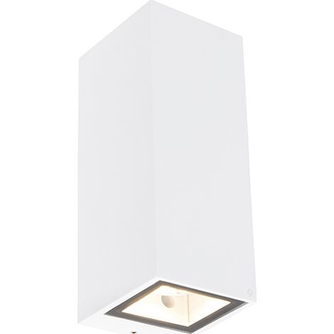 QAZQA Moderno Aplique moderno blanco 2 luces GU10 AR70 IP54 - Baleno Aluminio /Vidrio Rectangular Adecuado para LED Max. 2 x 35 Watt
