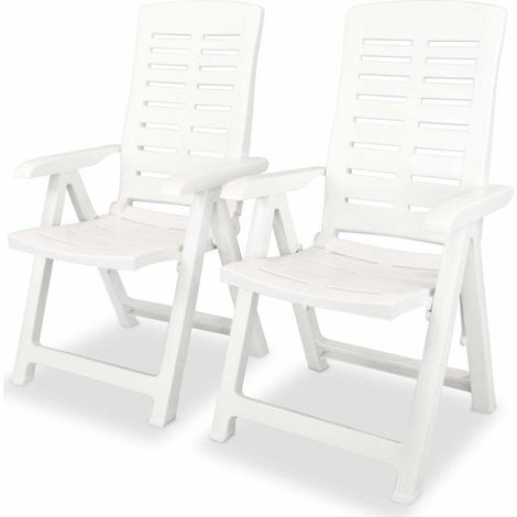 lot de 2 Chaises inclinables de jardin-Chaise de terrasse-Chaise d'extérieur Plastique Blanc (1/5)