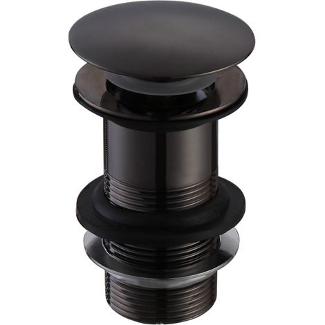 Matt Black Unslotted Sprung Basin Waste Sink Plug Click Clack Pop Up Clicker