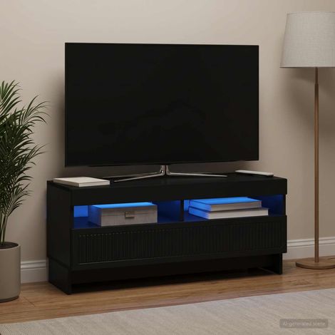 Irovami LED TV Stand Black Engineered Wood (1/5)