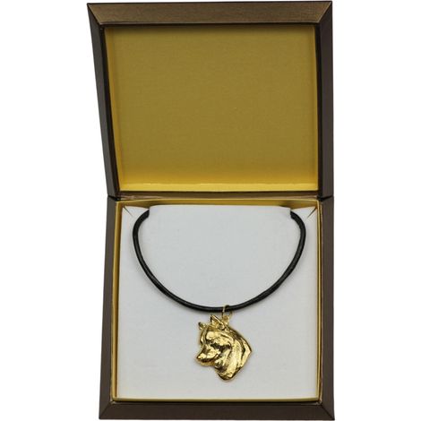 Siberian Husky – eine Halskette mit einem Hund in einer Geschenkbox, ein vergoldeter Anhänger für Hundeliebhaber, beeindruckender Schmuck der Marke Art-Dog (1/5)