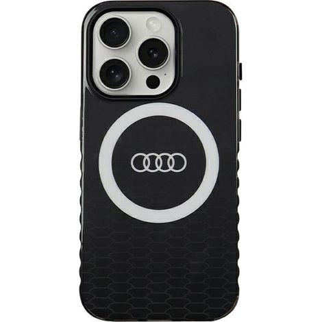 Custodia rigida Audi IML Big Logo MagSafe per iPhone 15 Pro 6.1, nera/nera, modello AU-IMLMIP15P-Q5/D2-BK (1/5)