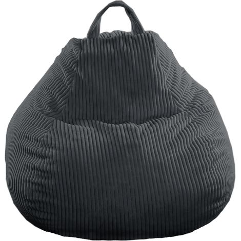 Pouf Poire Velours Côtelé déhoussable - 80x70 cm Gris foncé Bananair Fabriqué en France