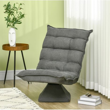 MEUBLIV Poltrona da pavimento grigia 62x70x95 cm, schienale reclinabile e girevole (1/5)