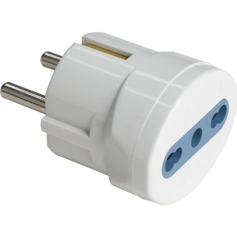 Adattatore Spina Elettrica 2P+T 16A Schuko con 1 Presa Bipasso 2P+T 10A/16A 250V Max 1500W Bianco