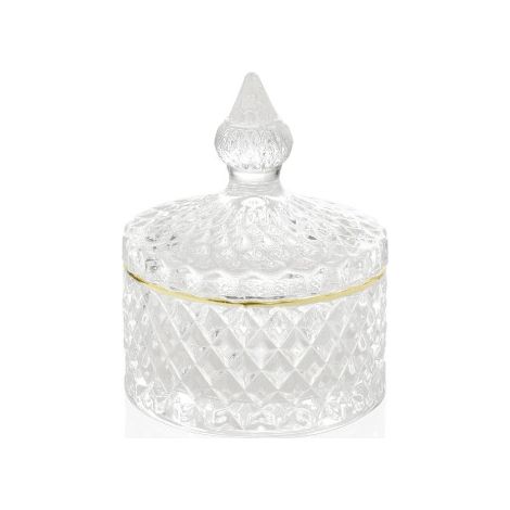 Boîte Rangement Salle de Bain Verre et Or - 8.5x10.5cm (1/2)