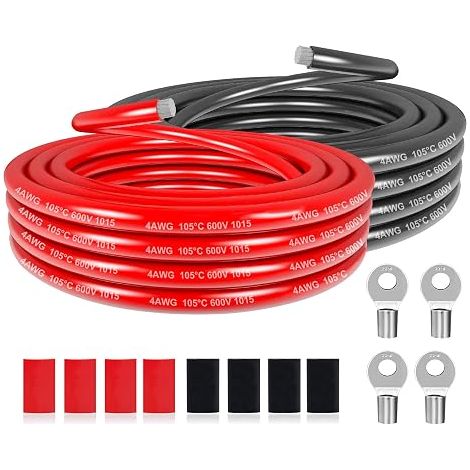 UL1015 4AWG 21.3mm² PVC Cable Noir/Rouge, 2 x 3 m (1/5)