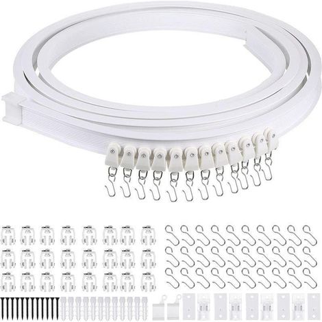 Rails en acier et plastique PVC de 3 mètres, courbes en forme de U et de L, rails de guidage flexibles, rails de glissement silencieux, kit d'accessoires inclus.