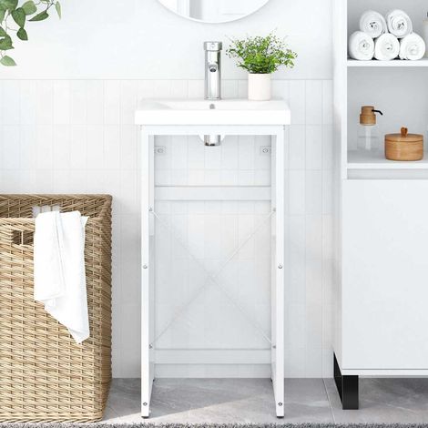 vidaXL Estructura de lavabo de hierro blanco 40x38x31 cm (1/5)