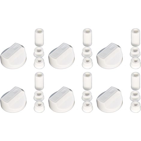 Fits Beko Cooker/Oven/Grill Control Knob And Adaptors White X 6 (1/3)