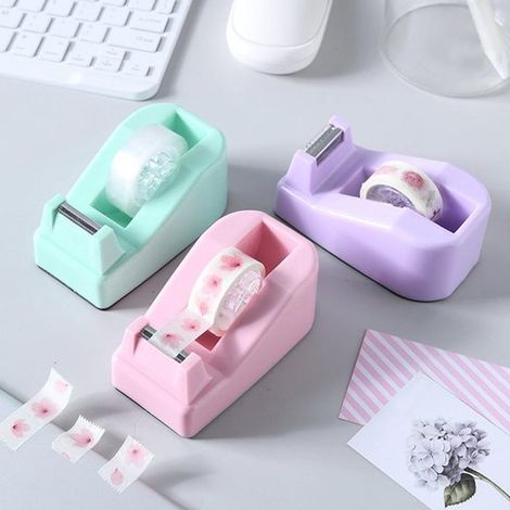 Soporte para cinta adhesiva，Dispensador de cinta de 3 piezas，recargable，dispensador de cinta de embalaje de 18 x 20 mm，10,5 x 6 x 4,5 cm (1/4)