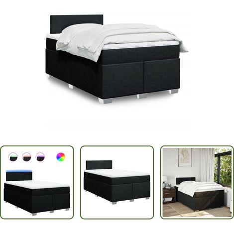 Matelas à ressorts ensachés - Sommier à lattes de lit avec matelas noir 120x190 cm tissu (1/5)