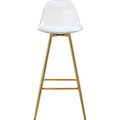 Set de 2 taburetes de bar transparentes con estructura dorada, metal y plástico, MODENUIT (1/5)