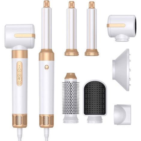 (Mehrfarbig) 7-in-1 Haartrockner, Air Styler, Hochgeschwindigkeits-Negativionen-Haartrockner, mit Föhnbürste und Lockenstab (1/5)